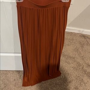 Elegant Rust Pleated Skirt